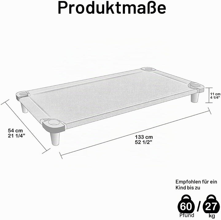 Acrimet Schlafbett für Kinder, tragbares Kleinkindbett, stapelbar, 52 Zoll lang (Edelstahlrohre) (Bl