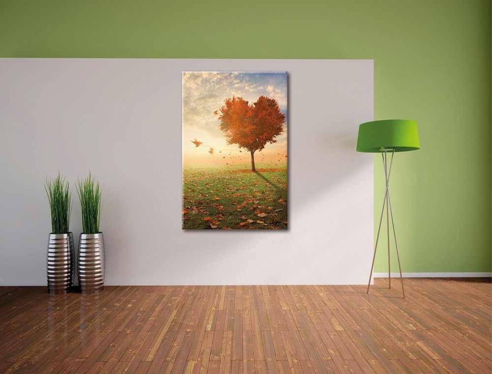 Pixxprint Herzbaum auf Wiese, Format: 70x100 auf hochkantiges Leinwand, 70x100