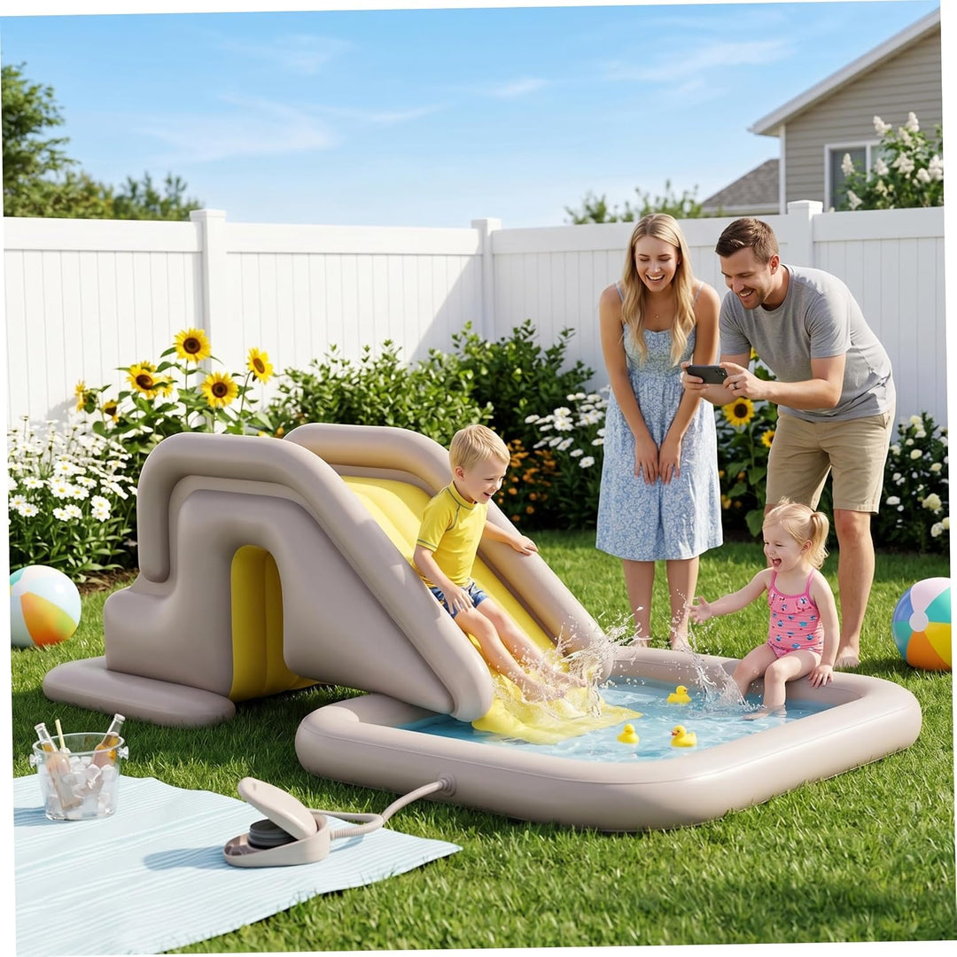 Aufblasbare Poolrutsche, Schwimmbadrutsche mit breiter, mit Wasser befüllbarer Basis – einfache Einr