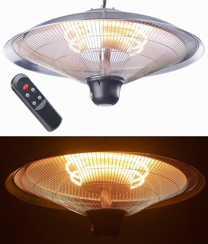 Semptec Urban Survival Technology Deckenheizstrahler: IR-Decken-Heizstrahler mit LED-Licht, Fernbedi