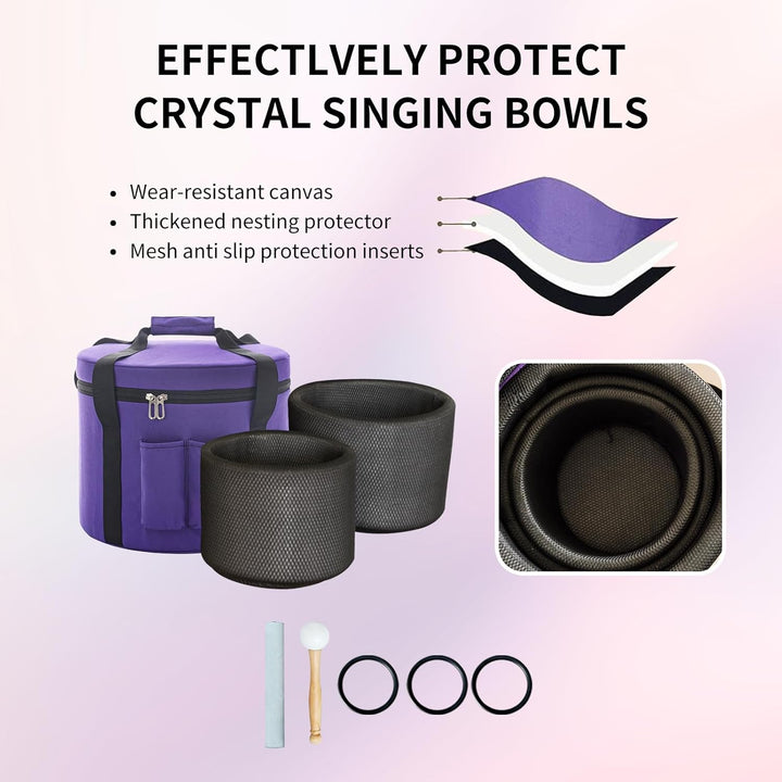 Hye-eun Kristall Klangschalen Set 3 Stück,8-12zoll AFC Note 432 Hz Crystal Singing Bowls Set, Medita
