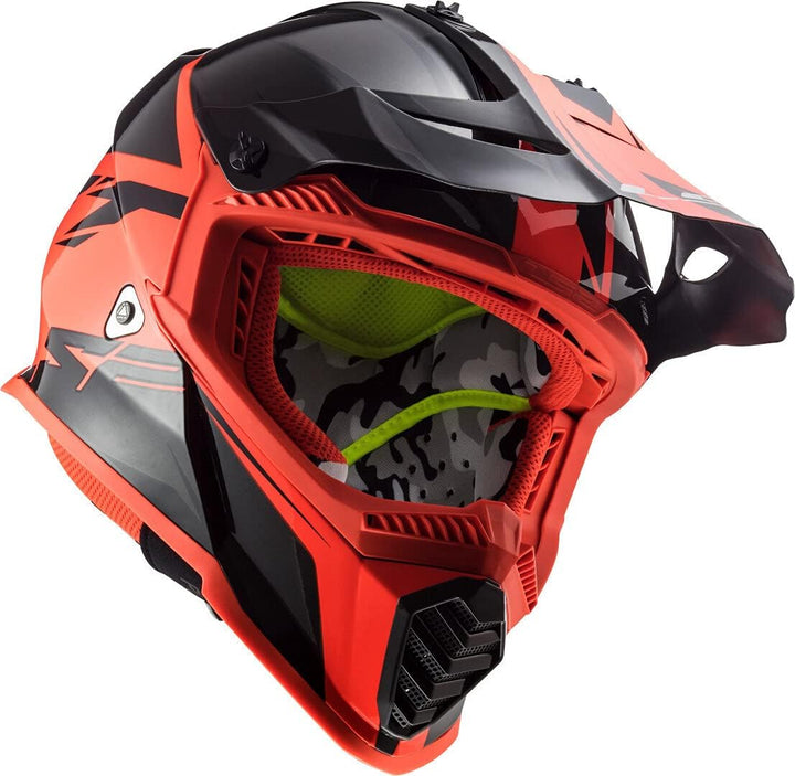LS2 Herren Fast Evo Roar Motorradhelm, Mattschwarz rot, XS