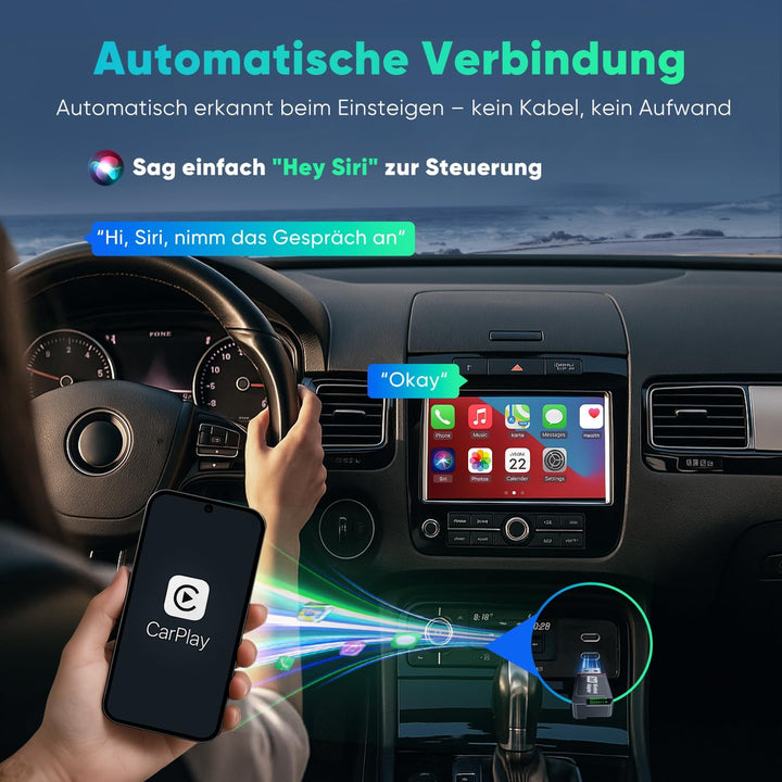 SALCAR CarPlay Wireless Adapter für iPhone & Android | 2 in 1 | 2025 Upgrade | Dualband 5,8 GHz Auto