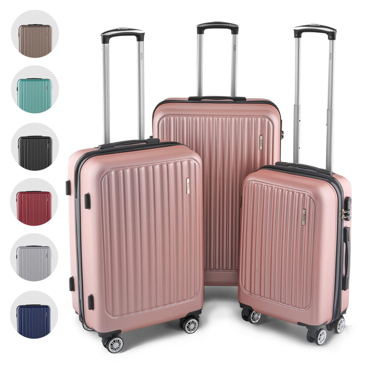 ABS Hartschalenkoffer - Ergonomisch & Sicher - Trolley Koffer Set 3-teilig mit 360° Rädern, Zahlen-S
