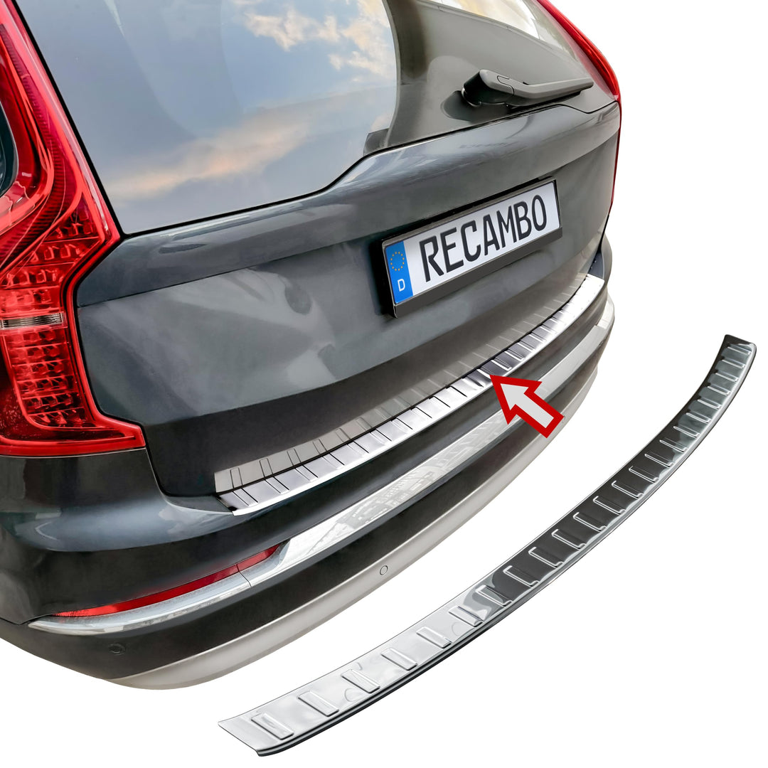 RECAMBO Ladekantenschutz Edelstahl Hochglanz poliert, Chrom Look - kompatibel für Volvo XC90 2 - BJ