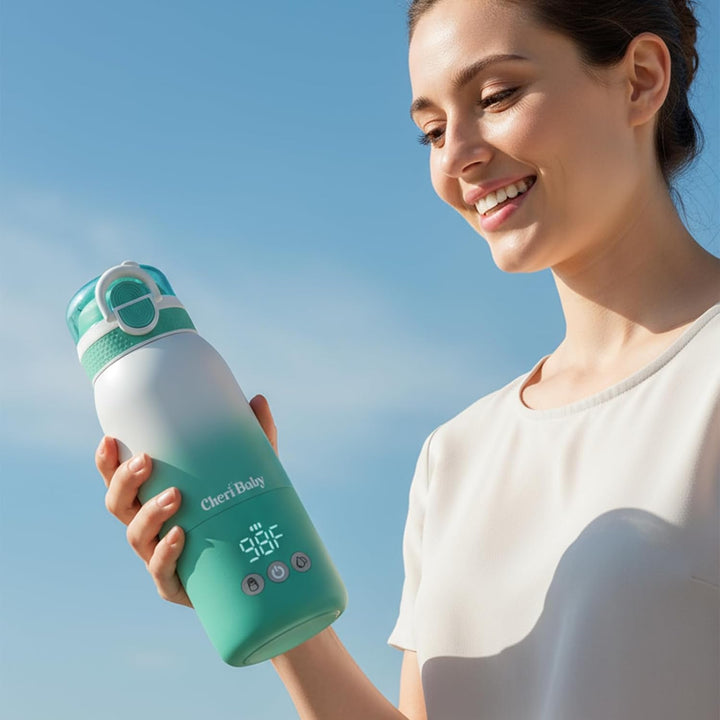 Tragbarer Flaschenwärmer unterwegs für Baby, Schnelles Aufheizen und Lange Akkulaufzeit 12000mAh, Zw