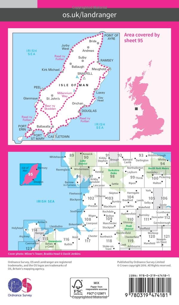 Isle of Man (OS Landranger Active Map, Band 95), Karte