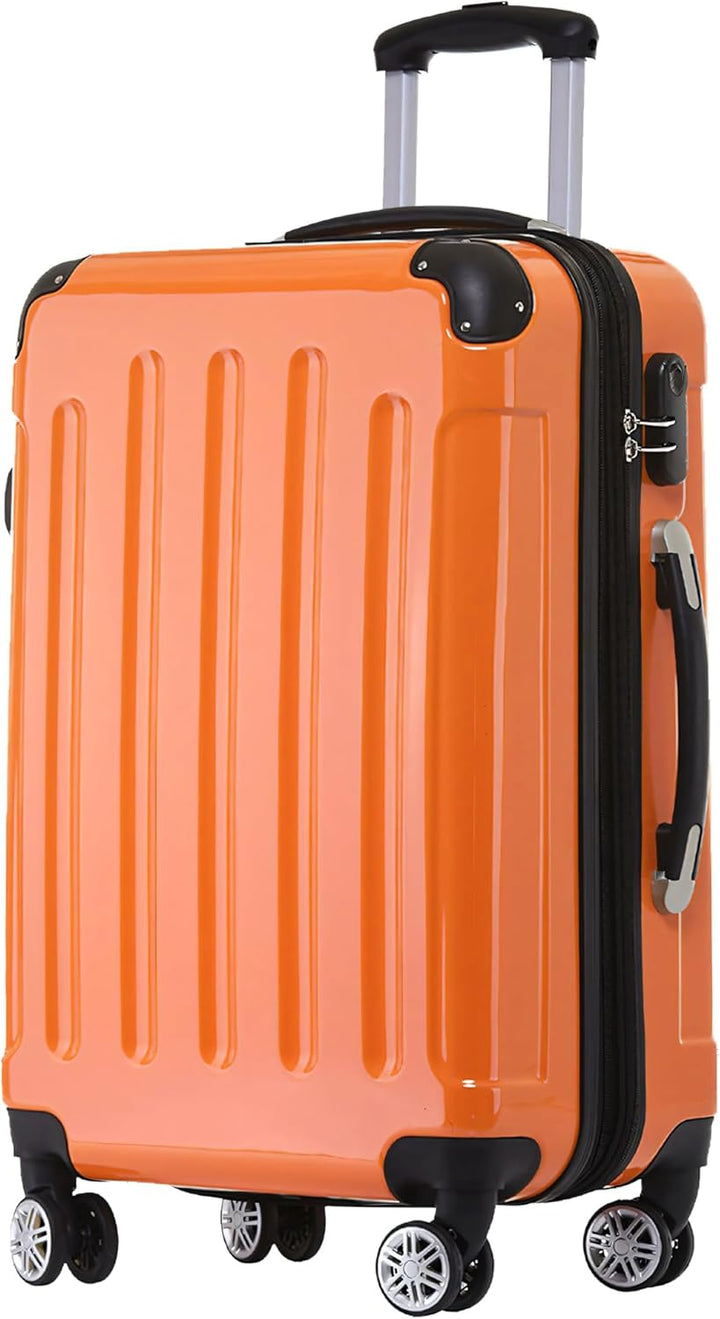 BEIBYE Hartschalen Koffer Trolley Rollkoffer Reisekoffer 4 Zwillingsrollen Polycabonat (Orangen, 66c