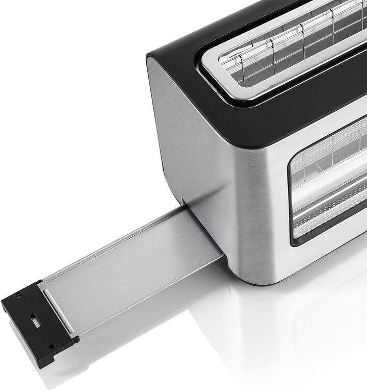 HAEGER Fenster-Toaster – 1 extra breite Öffnung, 1000 W, 6 Temperaturen, Edelstahl