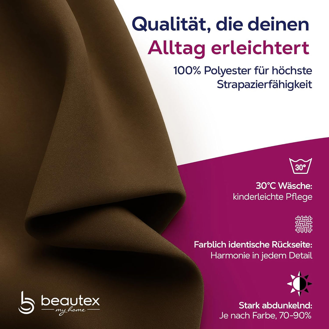 BEAUTEX Verdunkelungsgardine mit Ösen, Blackout Ösenschal Blickdicht abdunkelnd, Grösse und Farbe wä