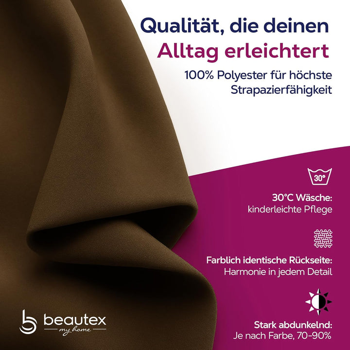 BEAUTEX Verdunkelungsgardine mit Ösen, Blackout Ösenschal Blickdicht abdunkelnd, Grösse und Farbe wä