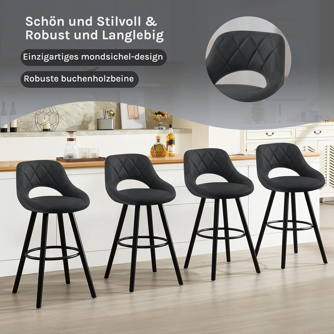 WOLTU Barhocker 2er Set, Barstuhl Küchenhocker Thekenhocker, Hocker mit Rückenlehne Fussstütze, aus