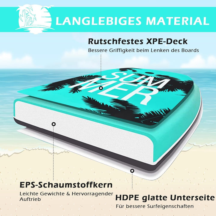 GYMAX Surfbrett, Schwimmbrett mit Zugseil & EPS Schaumstoff-Kern, Bodyboard Surfboard für Kinder & E