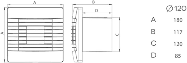 F.H. ANA Lüfter Badlüfter mit Jalousie Ø 120 mm - Standard - Leise (Durchmesser: Ø 120 mm, Funktion: