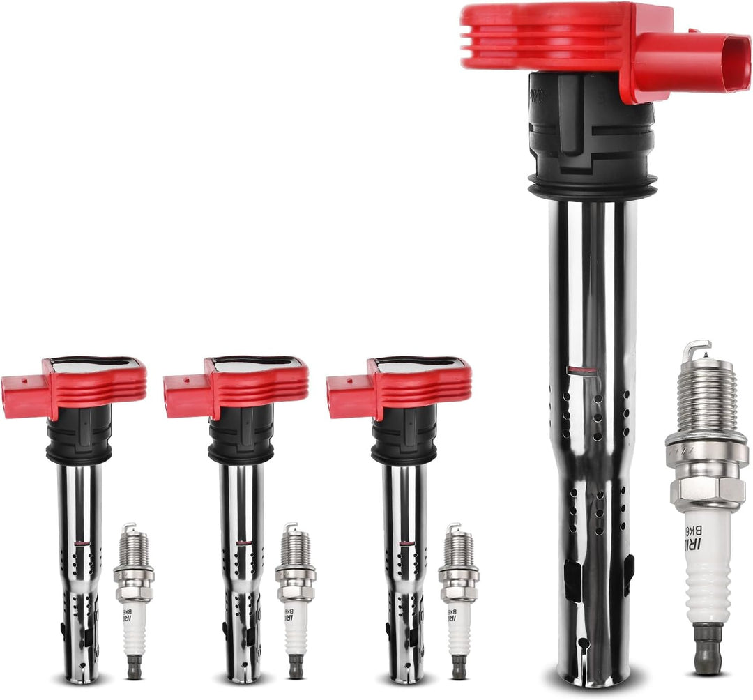 Frankberg 4x Zündspule Zündkerzen Satz Benzin Kompatibel mit A4 8E2 8EC 8K2 2002-2015 A5 8T3 2007-20
