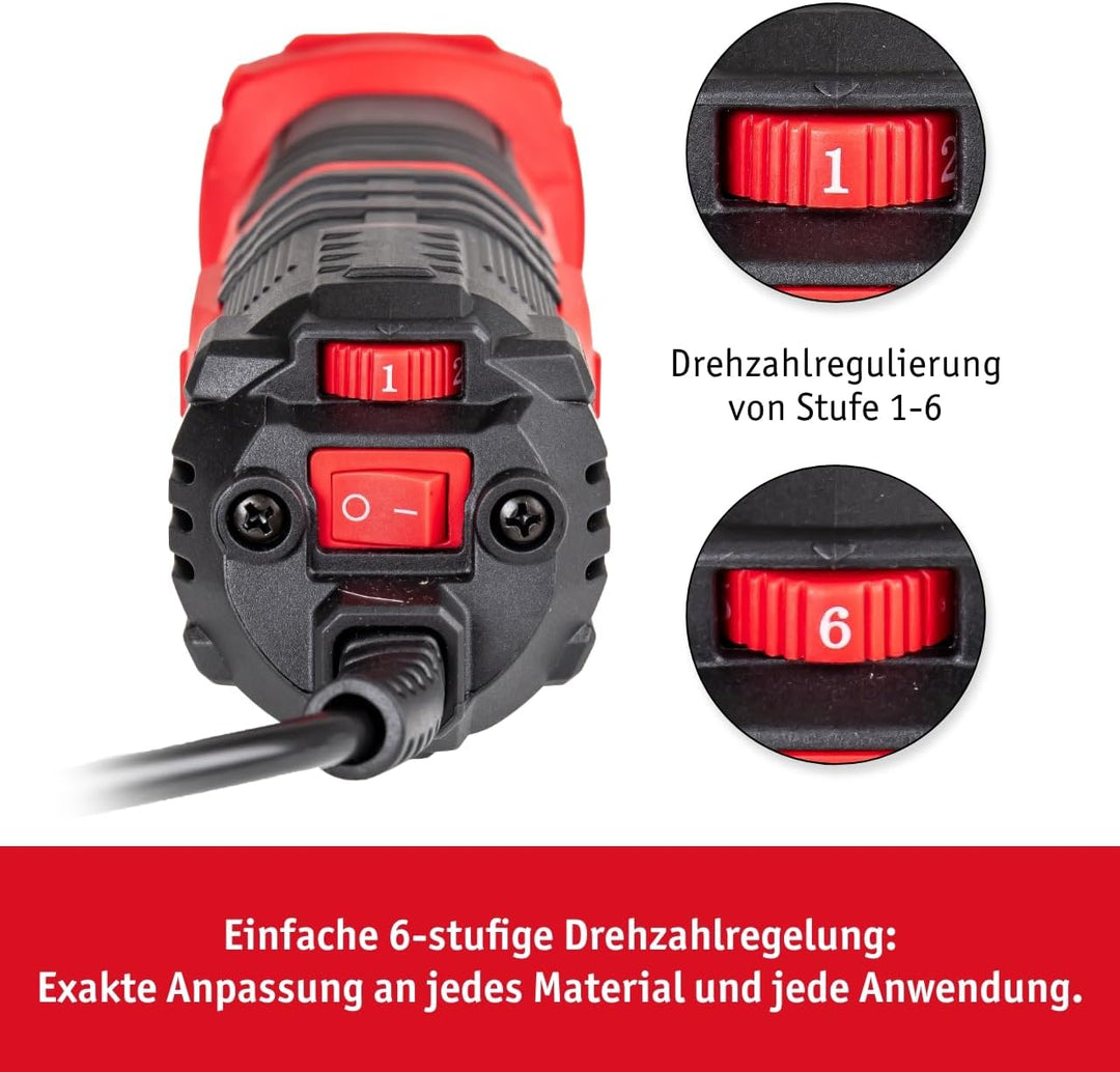 WALTER Geradschleifer 500W – leistungsstarker Elektro-Schleifer mit 30.000 U/min | Stufenlose Drehza