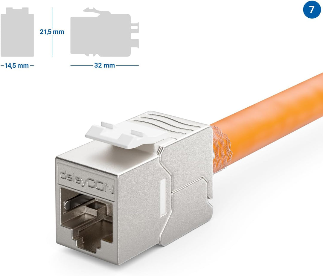 deleyCON 12x CAT6a MINI Keystone Jack Modul Patchkabel Netzwerkkabel Verbinder 30 mm (3 cm) Lang STP
