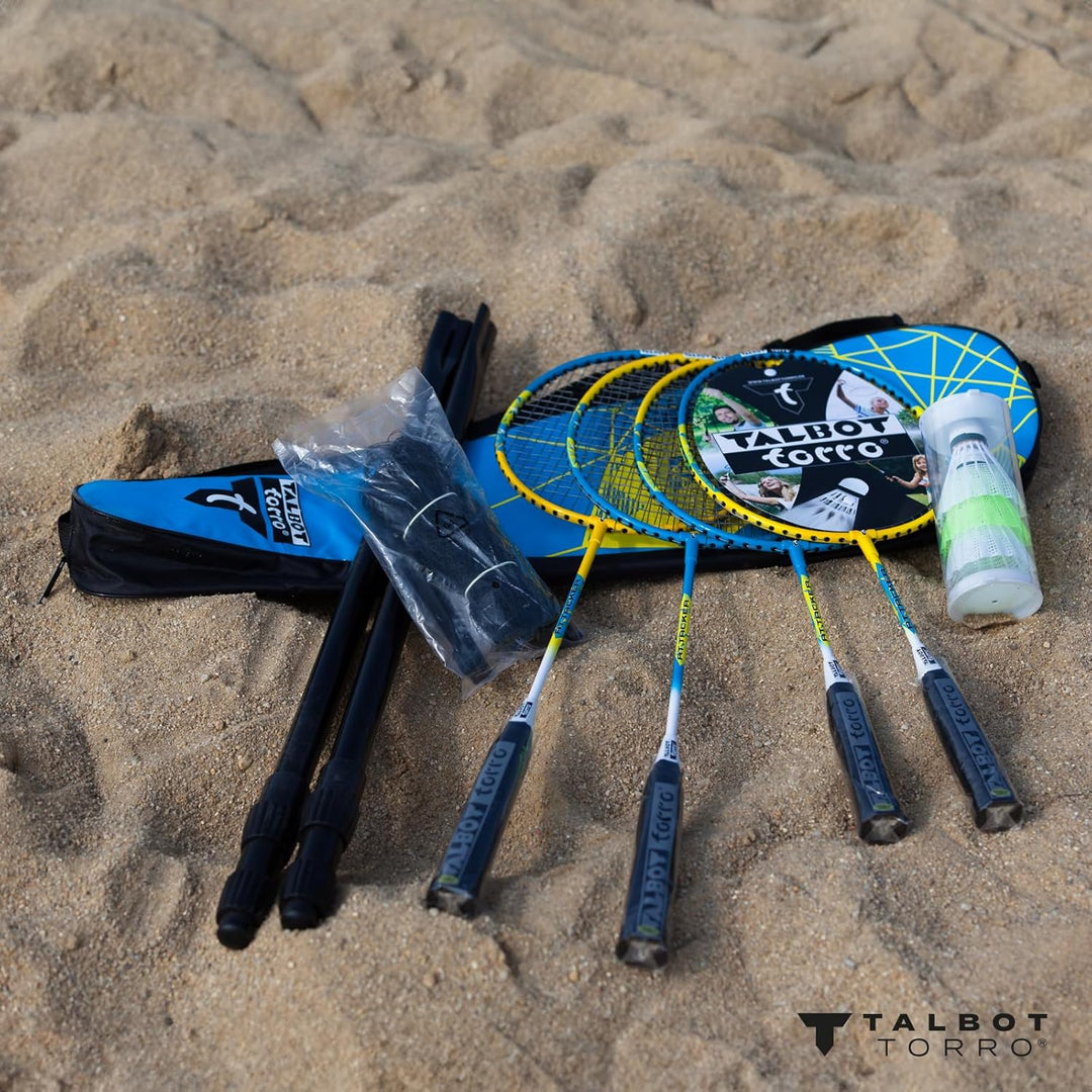 Talbot Torro Badminton-Set Family, Komplettset mit 2 Juniorschläger 53 cm, 2 Standardschläger, 3 Fed
