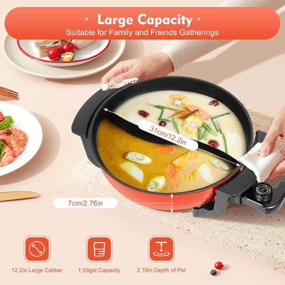 6L Elektrische Hot Pot,Wokpfanne Yin Yang Hot Pot 2 Seiten Suppentopf Küche Kasserolle Antihaft Koch