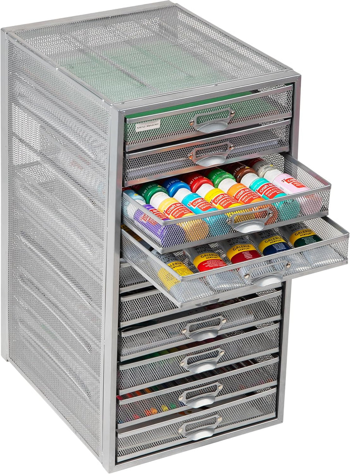 Mind Reader Mesh Desk Aufbewahrungs-Organizer, robust, vielseitig einsetzbar, Metall, Silber 10 Schu
