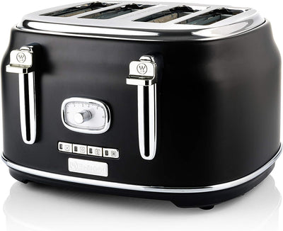 Westinghouse Retro Toaster 4 Scheiben, Abnehmbarer Brötchenaufsatz, 6 Bräunungsstufen, Brotzentrieru
