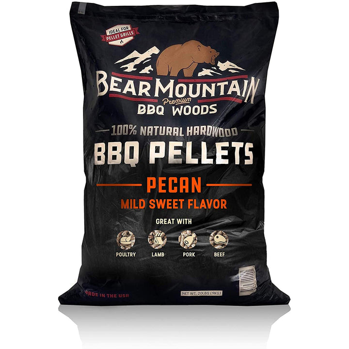 Bear Mountain BBQ 100 % natürliche Hartholz-Pellets – Pekannuss (9 kg Beutel), perfekt für Pellet-Rä