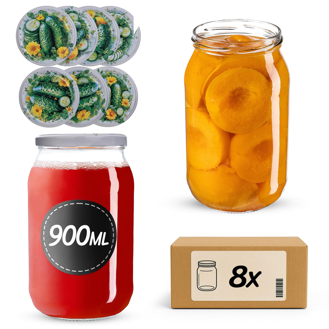 KADAX Einmachgläser 900ml TO82, Grosse Sturzgläser mit Schraubdeckel, Einkochgläser Fermentierglas f