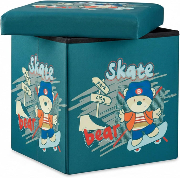 Relaxdays Sitzhocker für Kinder, faltbar, mit Stauraum, Aufbewahrungsbox mit Deckel, HxBxT 38 x 38 x