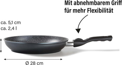 STONELINE Flex Made in Germany Bratpfanne 28 cm, mit abnehmbarem Griff, antihaft beschichtete Pfanne