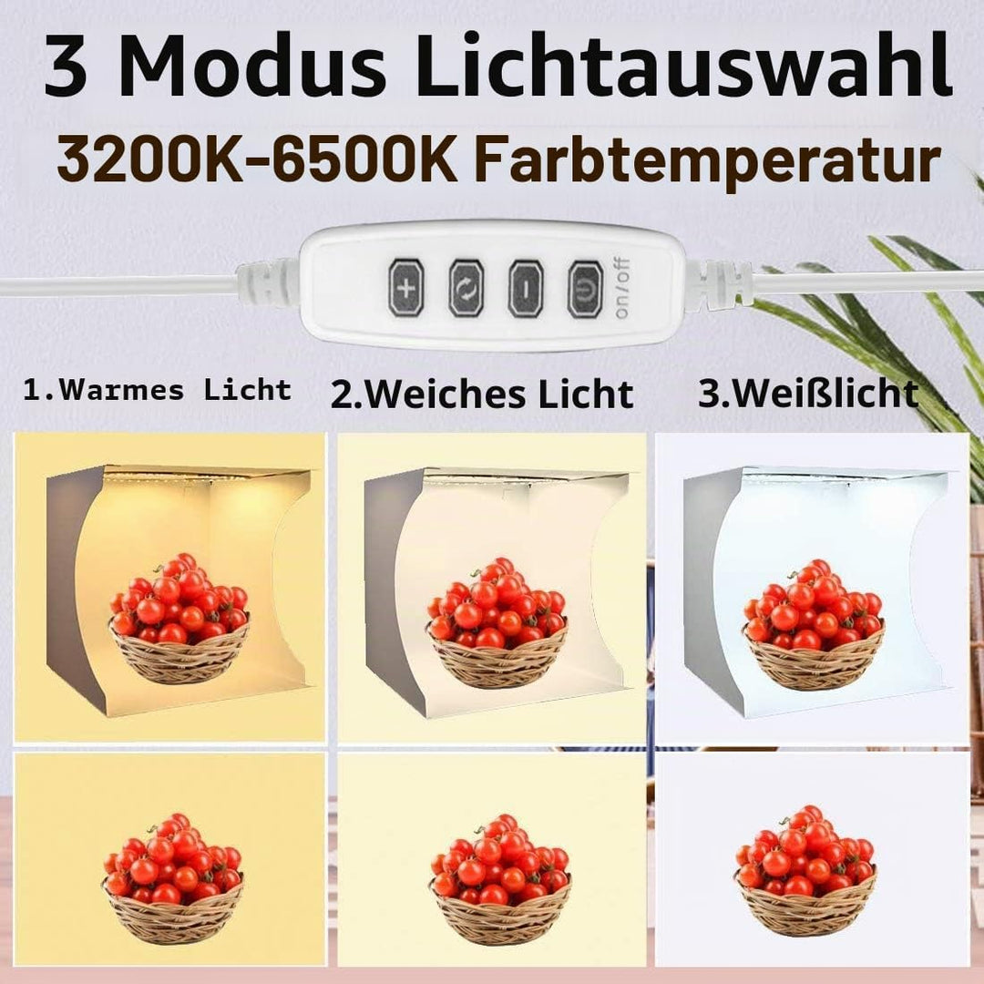 DUCLUS Lichtzelt Fotobox 30x30 cm, Tragbare Lichtbox Fotostudio mit Dimmbare 88 LED Beleuchtung + 6