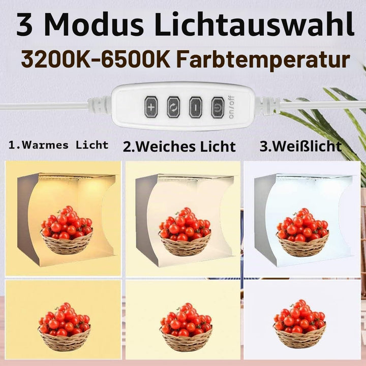DUCLUS Lichtzelt Fotobox 30x30 cm, Tragbare Lichtbox Fotostudio mit Dimmbare 88 LED Beleuchtung + 6