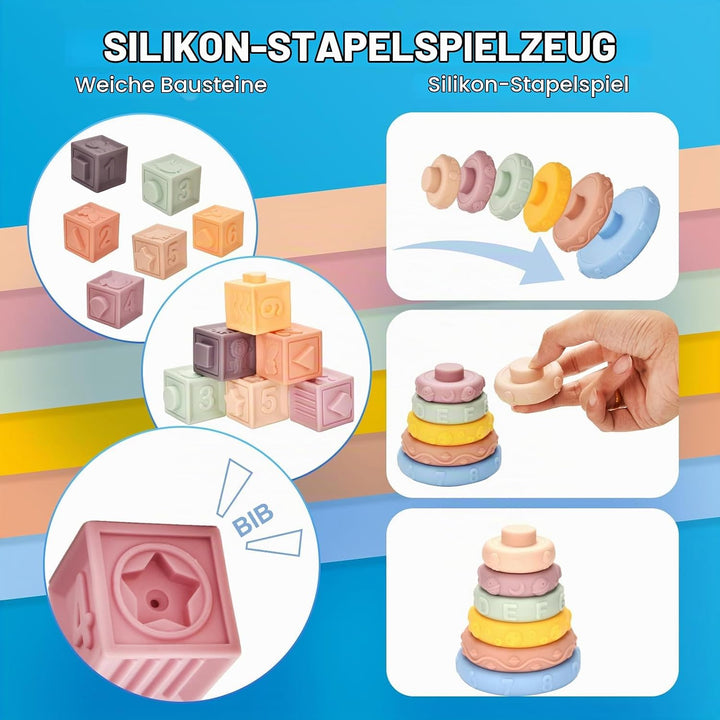 Montessori Baby Spielzeug für Monate,6 in 1 Motorikspielzeug ab Monate,Entwicklung der Sensorisches