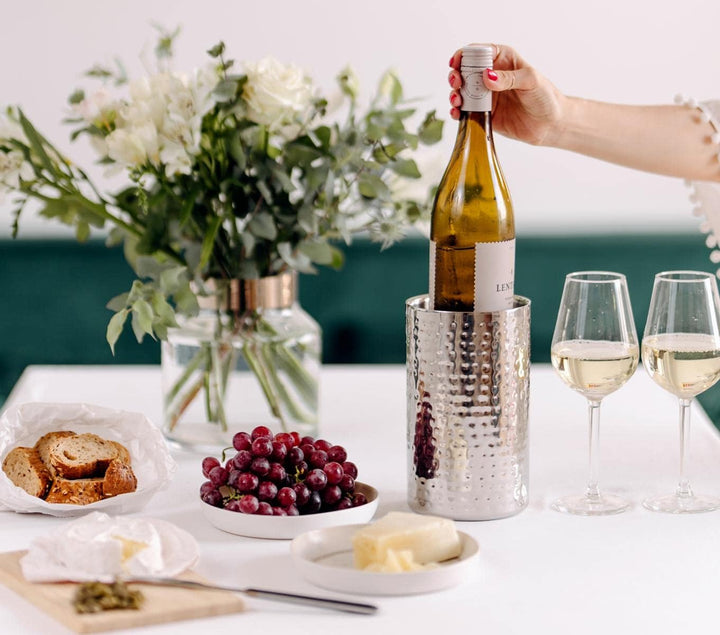 EDZARD Flaschenkühler Nebraska, Höhe 20 cm, Durchmesser 12 cm, für 1 Flasche, doppelwandig, Edelstah