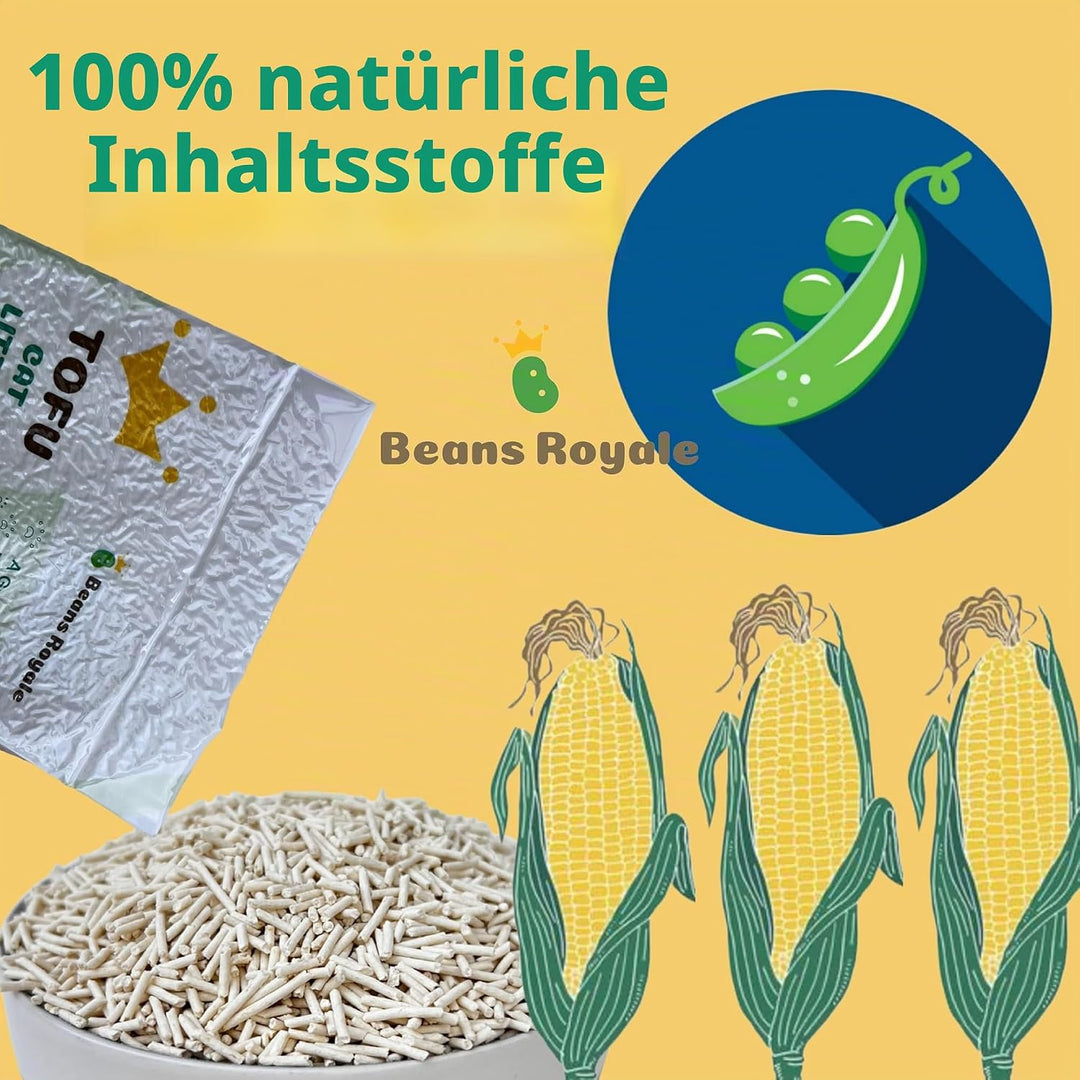 Tofu Katzenstreu, klumpendes Kätzchenstreu, spülbar, Erbsfaser, staubfrei, geruchskontrollierend, ge