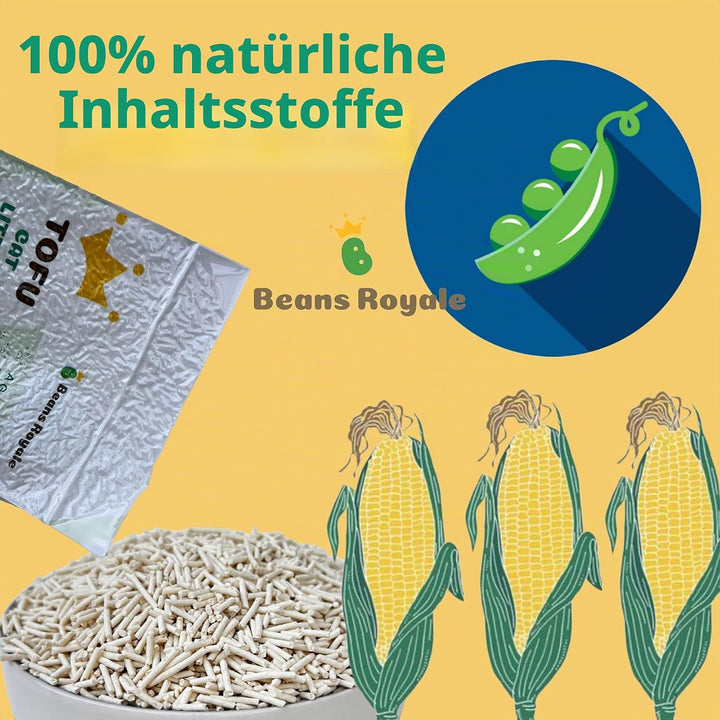 Tofu Katzenstreu, klumpendes Kätzchenstreu, spülbar, Erbsfaser, staubfrei, geruchskontrollierend, ge