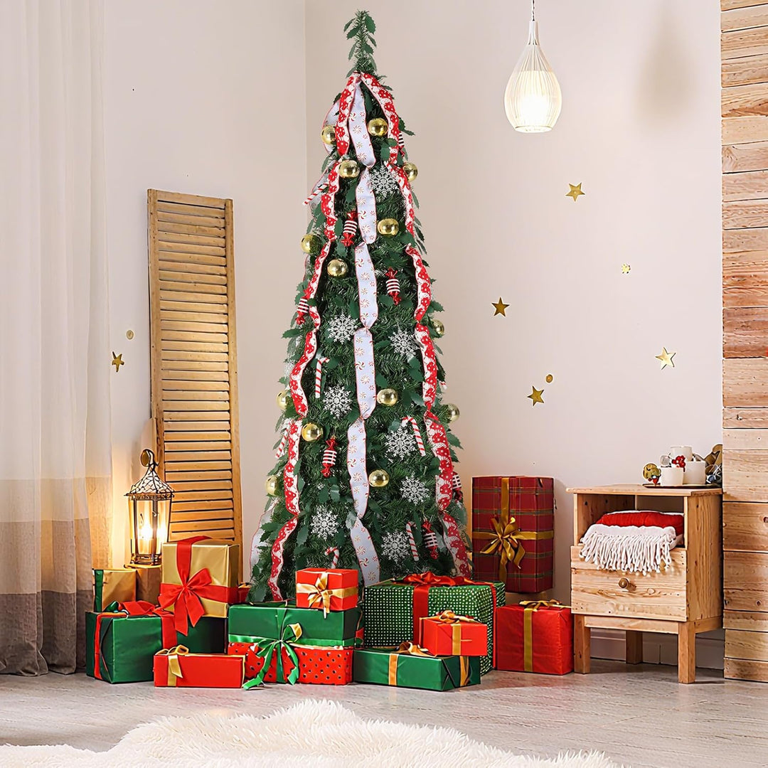 Clevich Pop Up Weihnachtsbaum 120 cm Dunkelgrün, Beleuchtet Christbaum mit 100 LED Lichtern,11 Beleu
