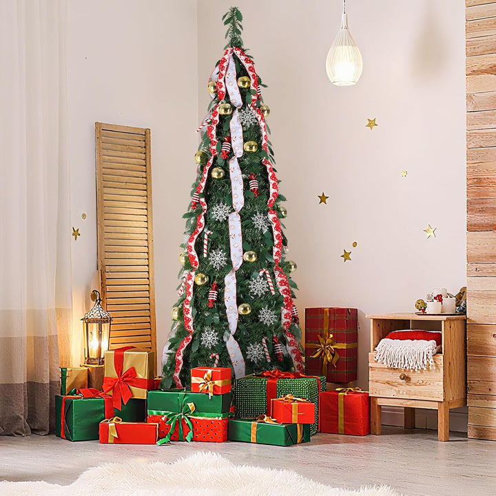 Clevich Pop Up Weihnachtsbaum 120 cm Dunkelgrün, Beleuchtet Christbaum mit 100 LED Lichtern,11 Beleu