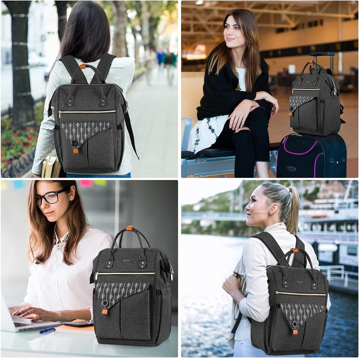 RJEU Damen, 17,3 Zoll Laptop Rucksack mit USB Ladeanschluss, Schulrucksack Mädchen, Geschenke für Fr