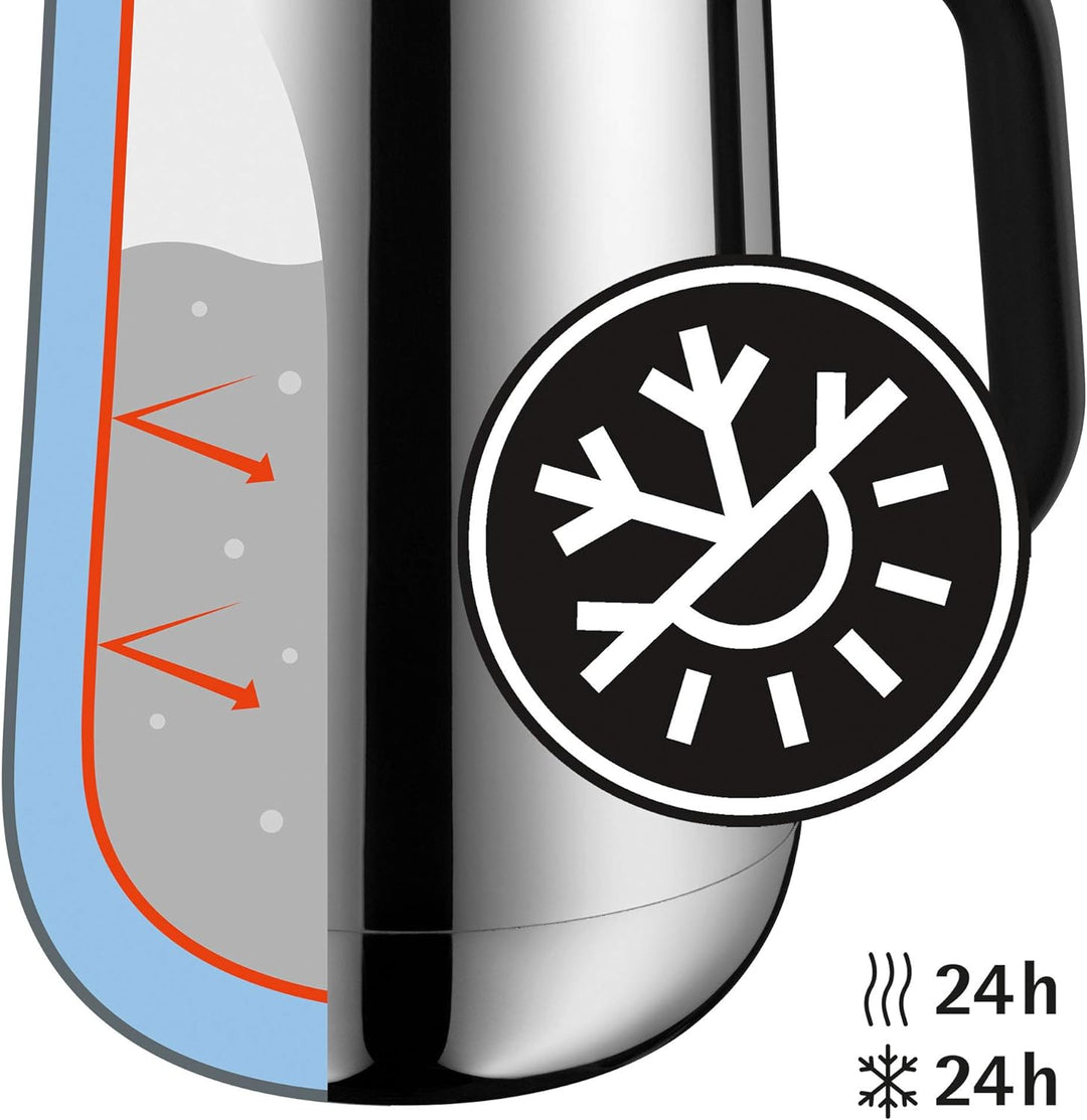 WMF Impulse Isolierkanne 1l, Thermoskanne für Kaffee oder Tee, Druckverschluss, hält Getränke 24h ka