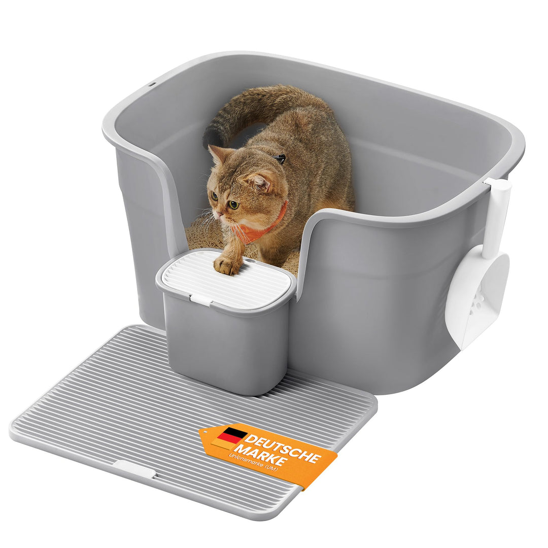 Feandrea Katzenklo, extragrosse Katzentoilette, mit hohen Seitenwänden, Katzenstreumatte, Aufbewahru