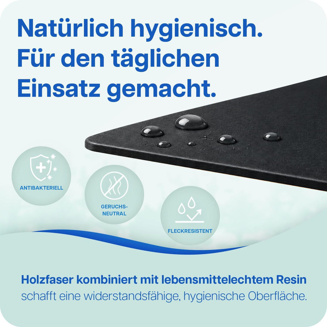 Schneidebrett Set + Naturversiegelung, lebensmittelgeeignetes Resin und Holzfaser, 3 Stück Holzschne