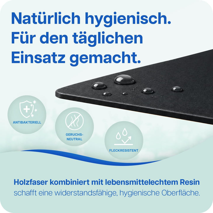 Schneidebrett Set + Naturversiegelung, lebensmittelgeeignetes Resin und Holzfaser, 3 Stück Holzschne