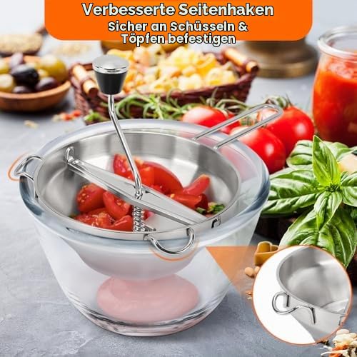 Manuelle Kartoffelmühle, Edelstahl-Lebensmittelmühle Zum Zerstampfen, Sieben und Reiben von Obst und