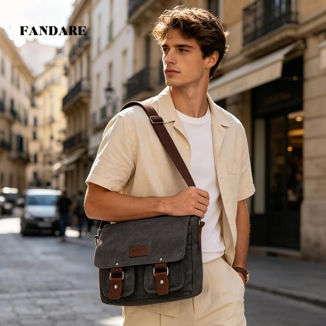 FANDARE Neu Retro Messenger Bag Umhängetasche Schultertasche 14 Zoll Laptoprucksäcke Herren Tasche K
