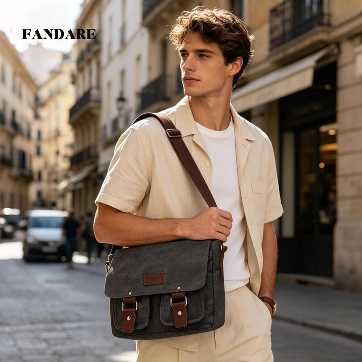 FANDARE Neu Retro Messenger Bag Umhängetasche Schultertasche 14 Zoll Laptoprucksäcke Herren Tasche K