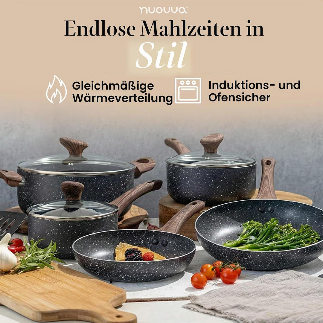 Antihaftbeschichtete Töpfe und Pfannen Set - Induktionskochfeld Topfset - 8 Stück Küche Kochgeschirr
