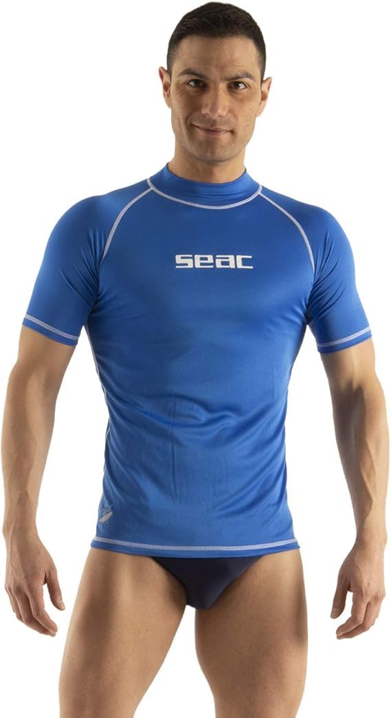 SEAC Unisex – Erwachsene T-Sun Short, Rash Guard zum Schwimmen, Surfen, Tauchen, UV-Schutz, schwarz,
