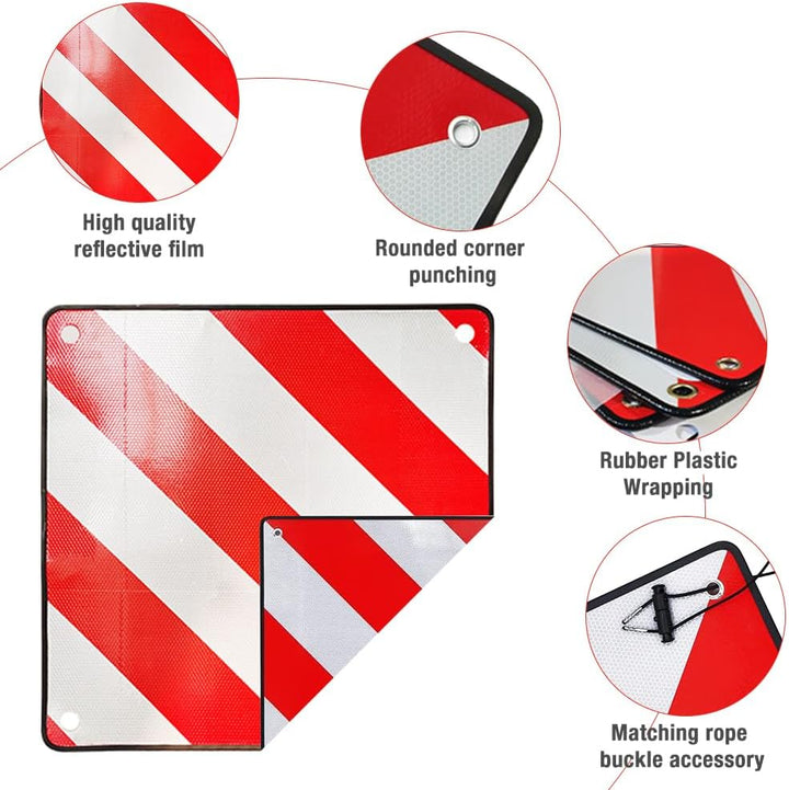 2 in 1 Warntafel Italien und Spanien, 50 x 50 cm warntafel fahrradträger aus Aluminium mit 4 Spannse
