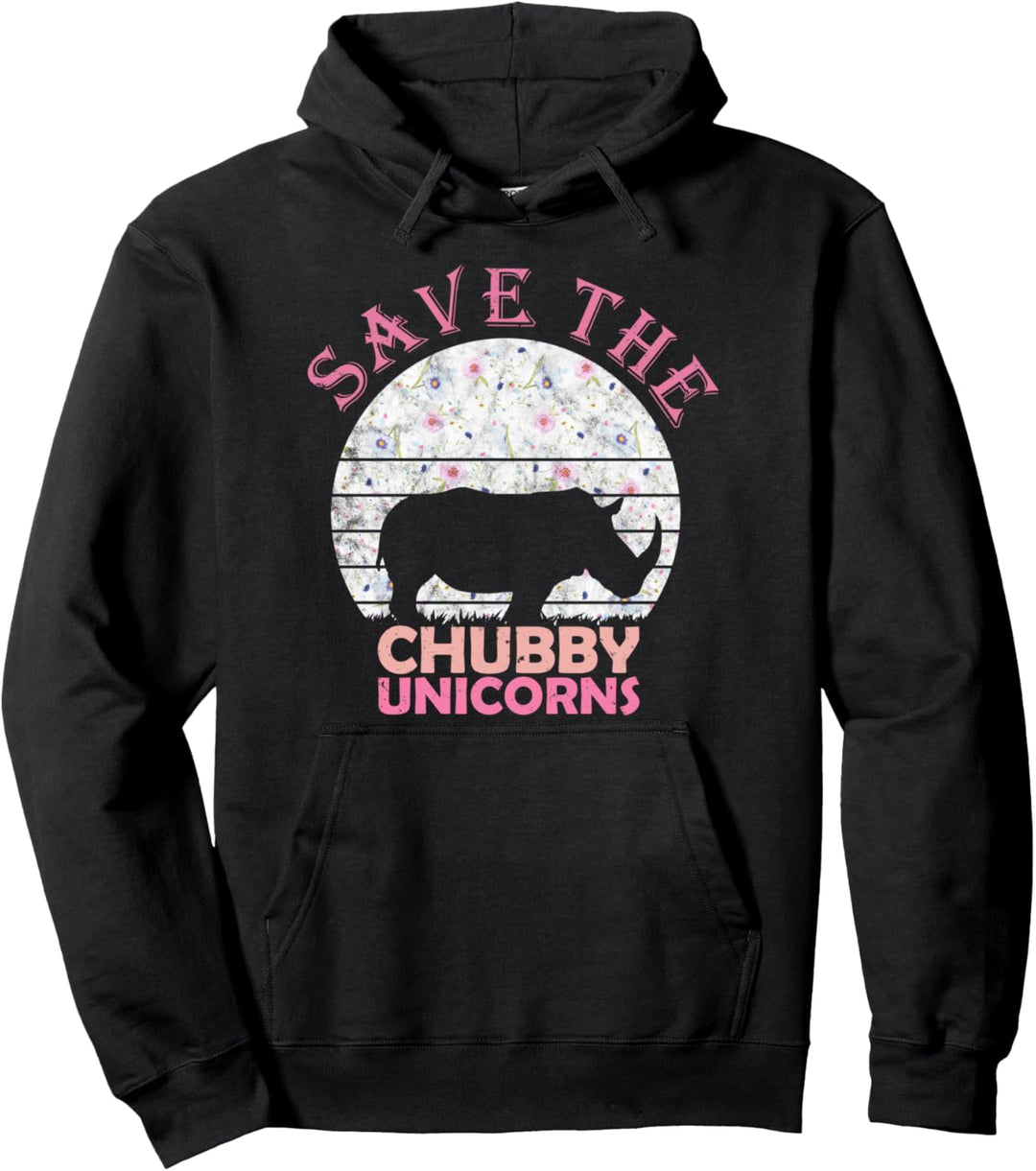 Florales Nashorn-Geschenk für Mädchen und Frauen – Save The Chubby Unicorns Pullover Hoodie