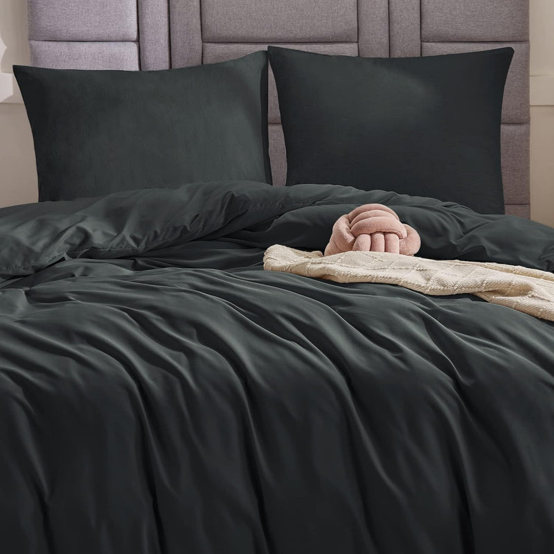 WAVVE Bettwäsche 240x260 3 teilig Anthrazit - Bettbezug 240 x 260 Set mit Kissenbezüge 65x65 cm, Bet